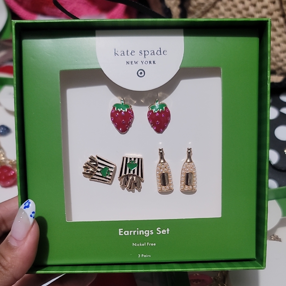 Kate Spade Kids Earrings Set - Gold and Green